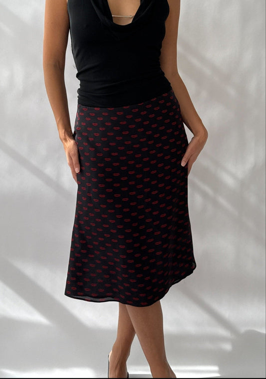 Prada 2012 Cruise Kiss Lips Print Silk Skirt (S/M)