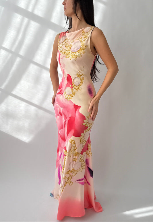 Roberto Cavalli 2001 Liz Taylor Pink Silk Runway Dress (S)