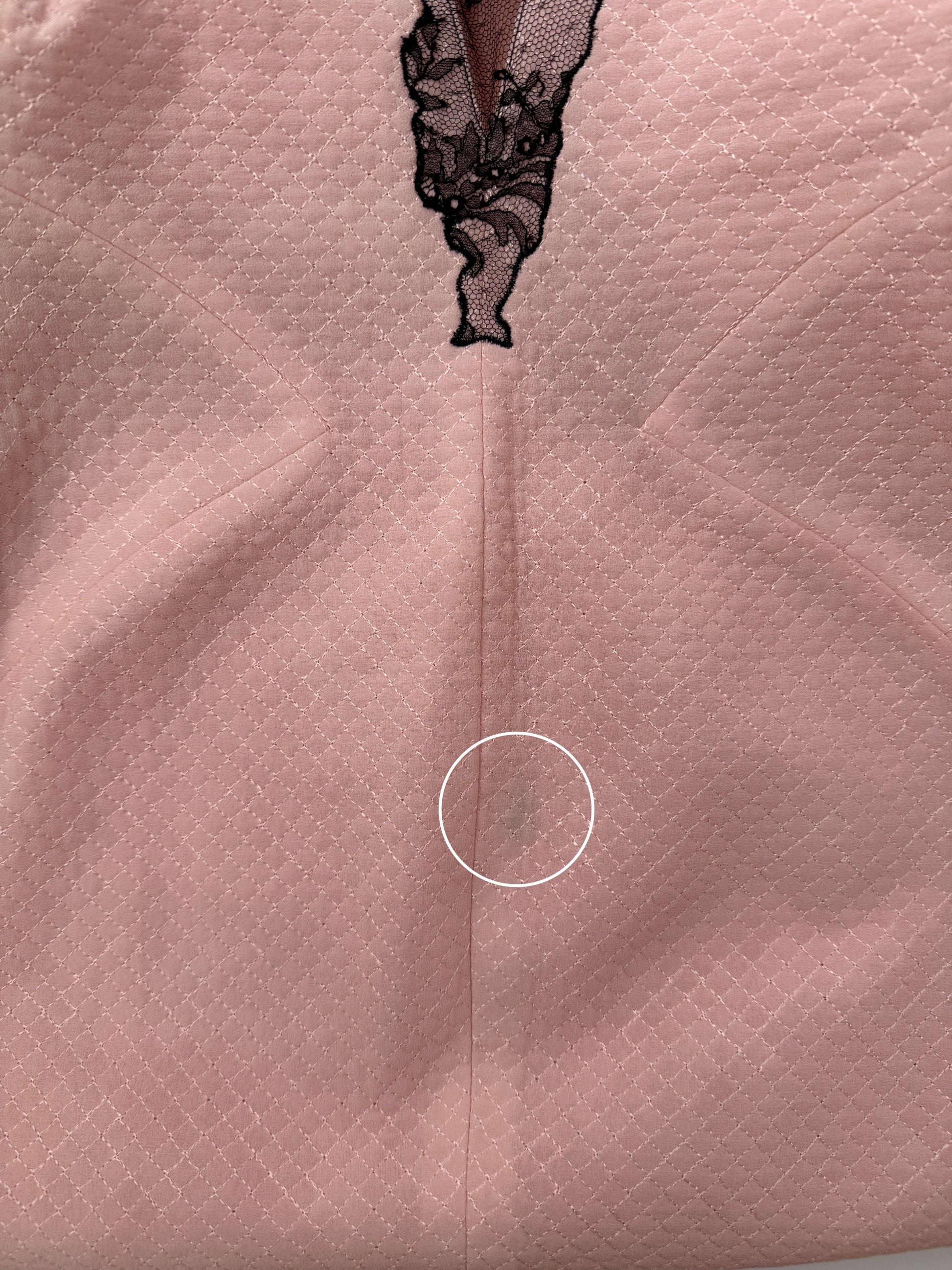 Close-up of the Versace dress showing the fabric.

