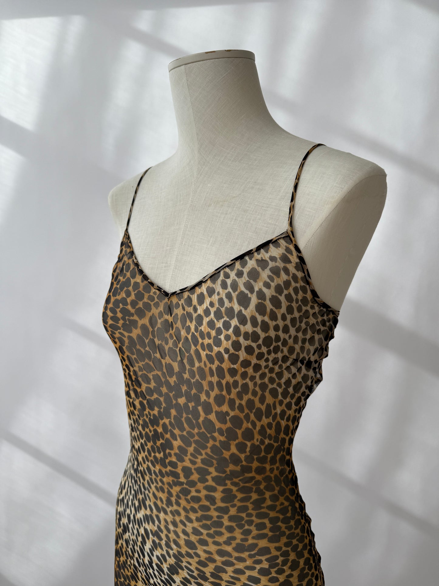 Dolce & Gabbana 1996 Silk Sheer Leopard Asymmetrical Dress (S)