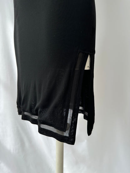 Gucci S/S 2005 Black Open Back Sheer Panelled Midi Dress in size S.