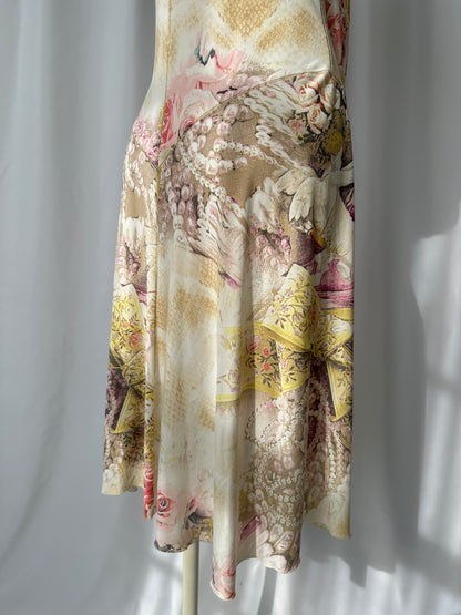 Roberto Cavalli S/S 2003 Angels and Roses Print Silk Dress 