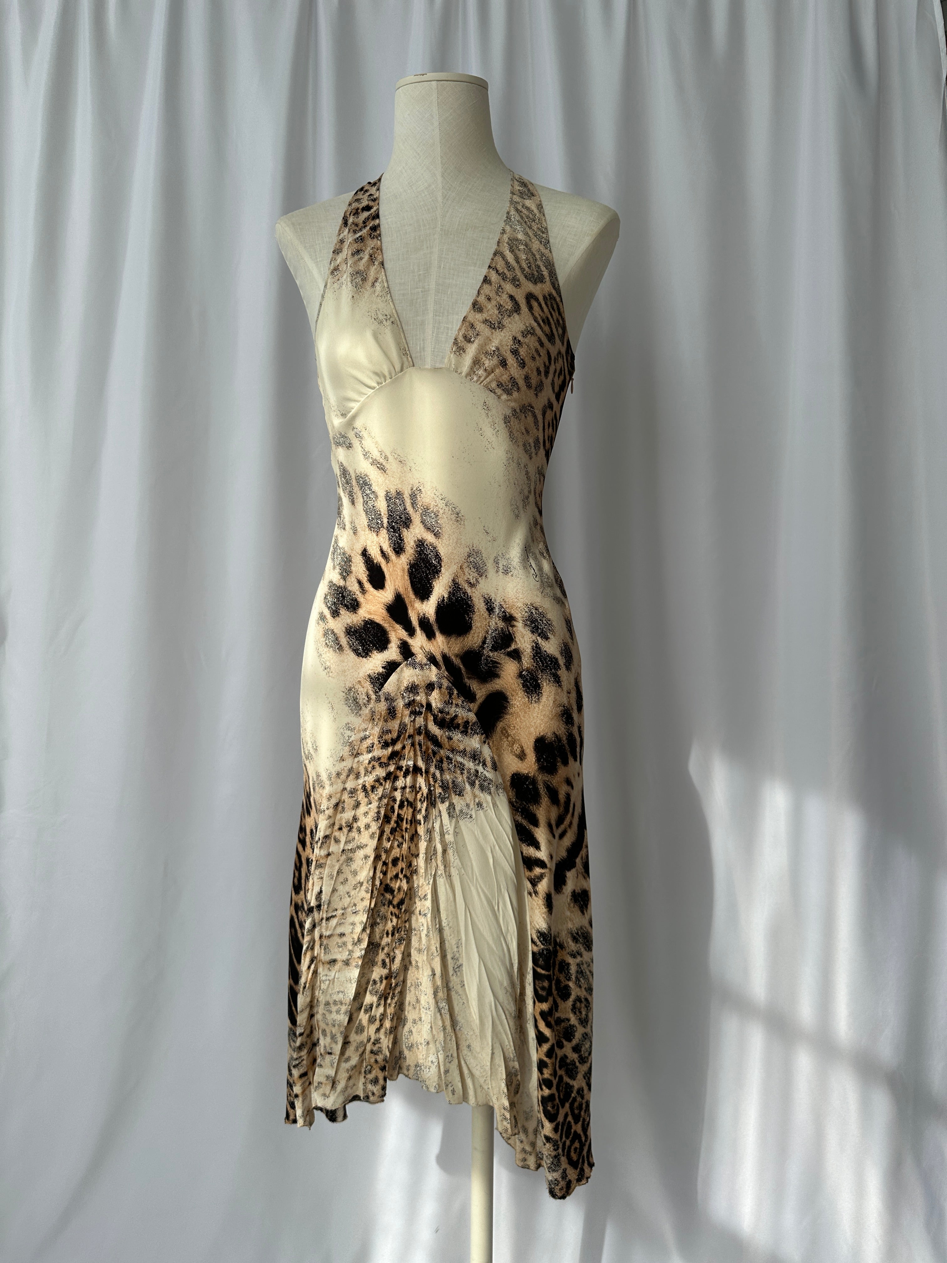 Roberto Cavalli S S 2002 Silk Leopard Print Dress XS Rixt Archives