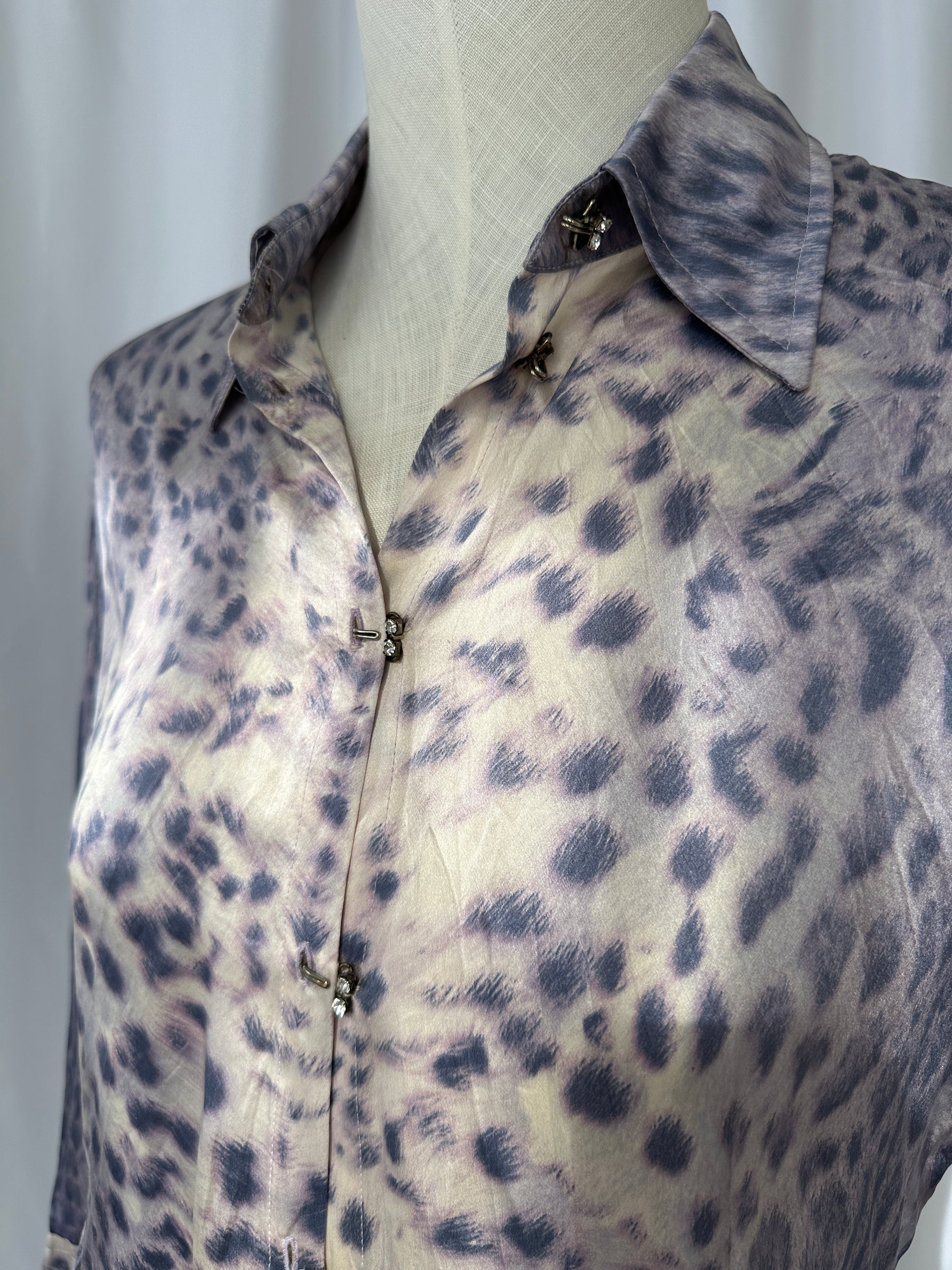 Roberto Cavalli S/S 2000 Silk Leopard Print Set in Purple