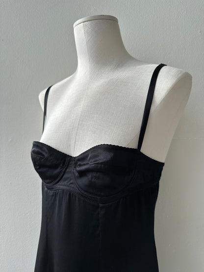 Dolce & Gabbana 90's Silk Bustier Bra and Lace Trim Slipdress (M)