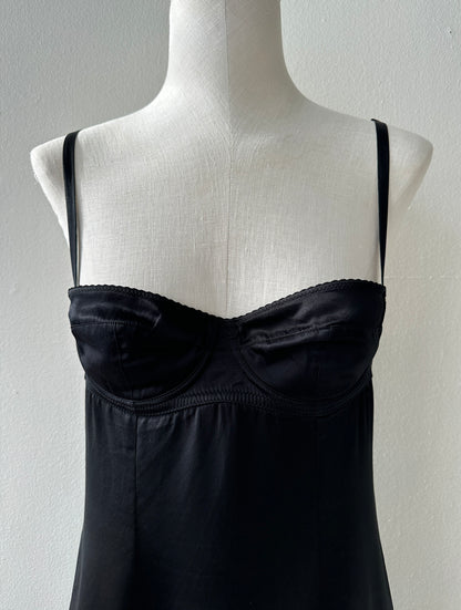 Dolce & Gabbana 90's Silk Bustier Bra and Lace Trim Slipdress (M)