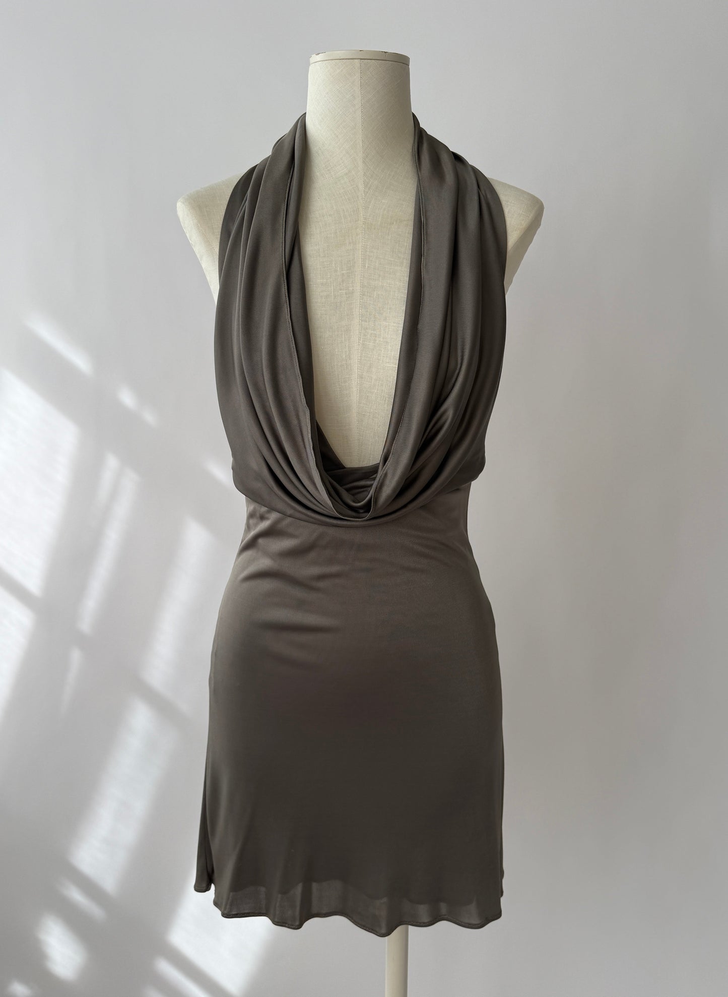Versace 2000s Plunging Silver Open Back Chain Dress (S)