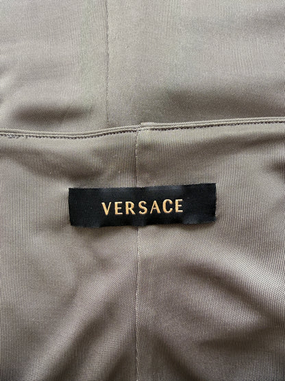 Versace 2000s Plunging Silver Open Back Chain Dress (S)