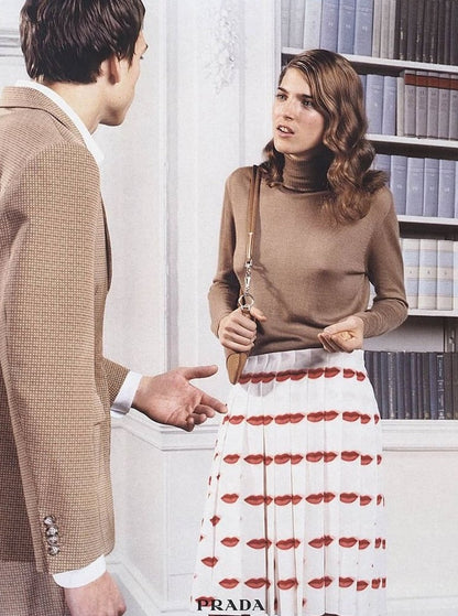 Prada 2012 Cruise Kiss Lips Print Silk Skirt (S/M)