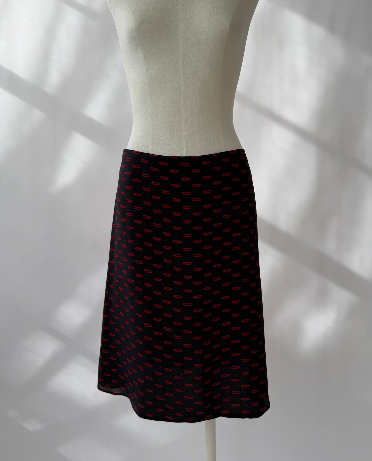 Prada 2012 Cruise Kiss Lips Print Silk Skirt (S/M)