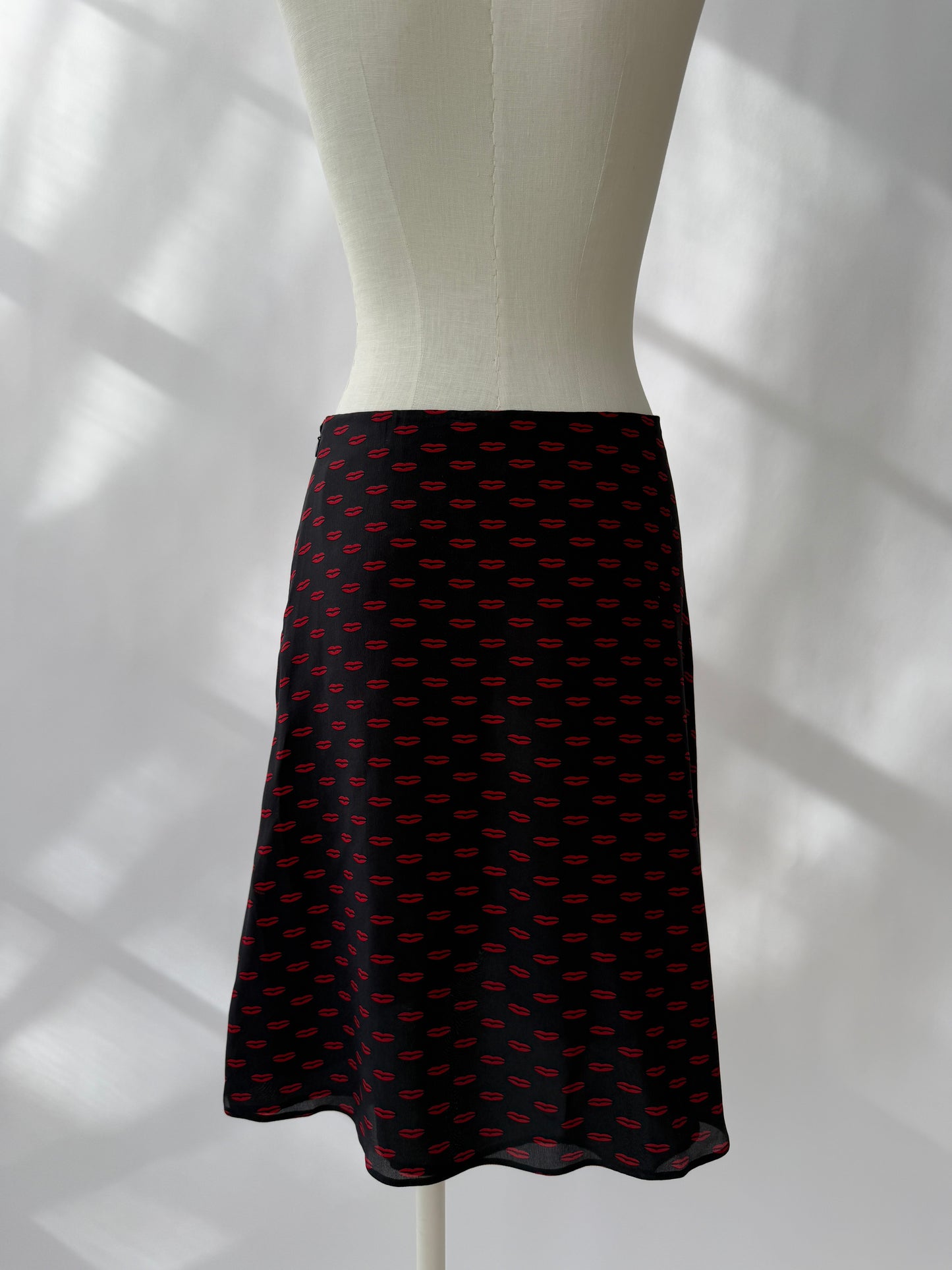 Prada 2012 Cruise Kiss Lips Print Silk Skirt (S/M)