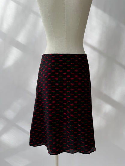 Prada 2012 Cruise Kiss Lips Print Silk Skirt (S/M)
