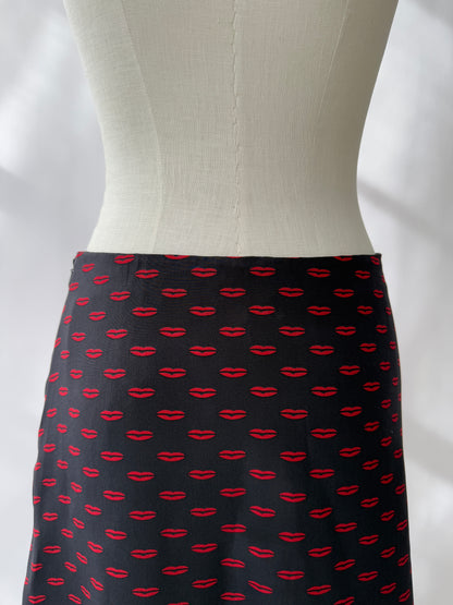 Prada 2012 Cruise Kiss Lips Print Silk Skirt (S/M)