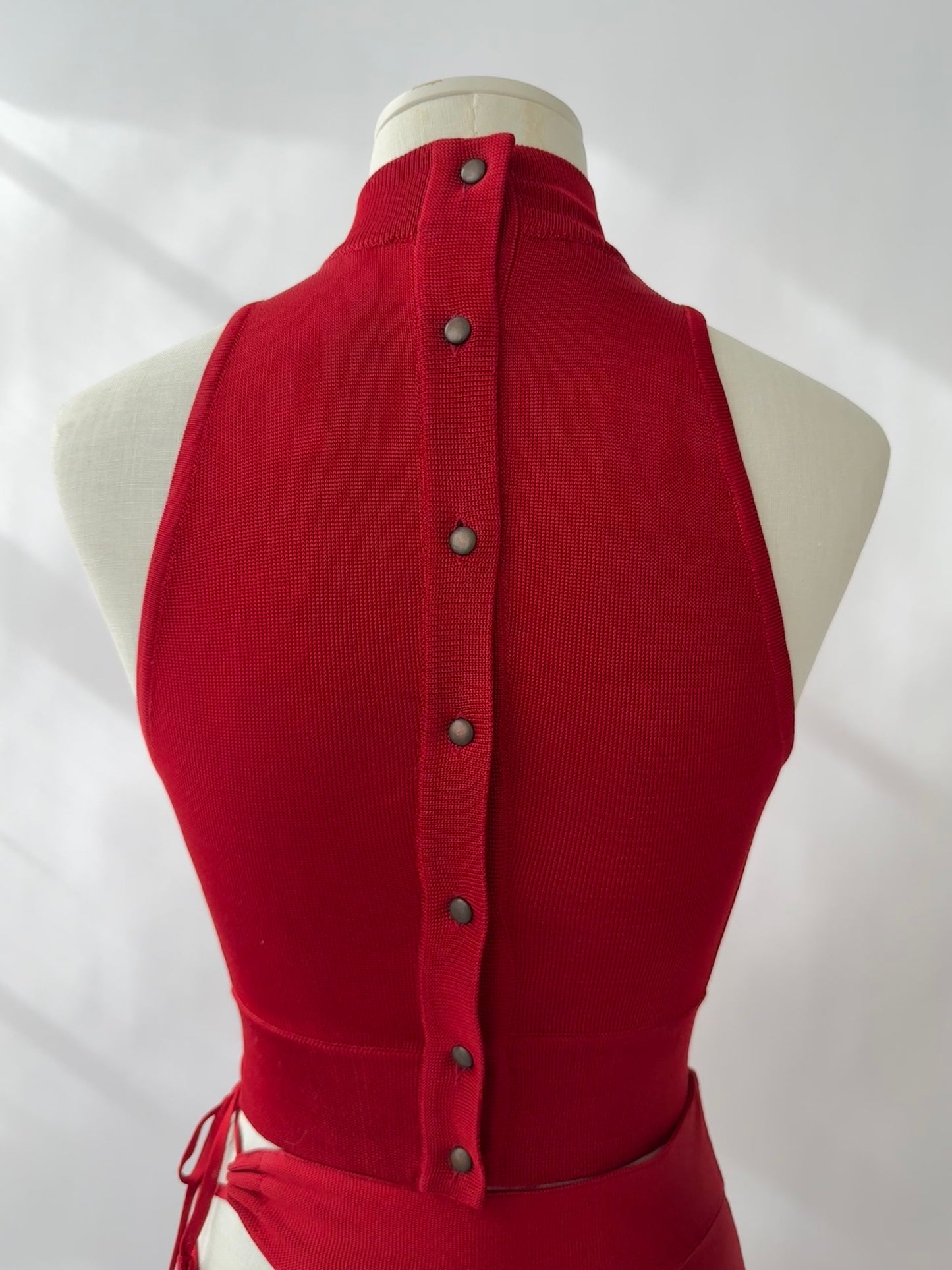 Azzedine Alaia 1986 Lace-up Skirt, Top & Body Set (XS)