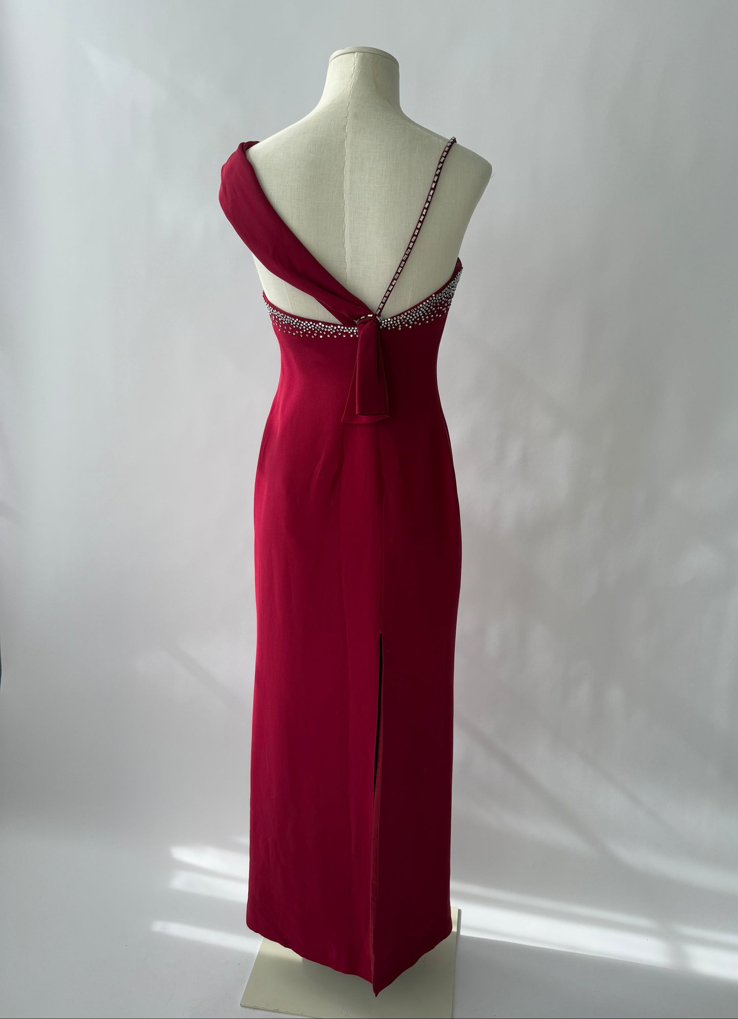 Versace 1998 Red Rhinestone Embellished Gown (S)