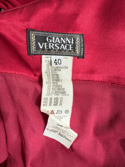 Versace 1998 Red Rhinestone Embellished Gown (S)