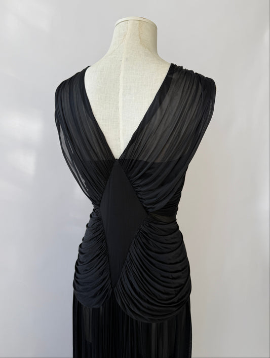 Yves Saint Laurent 2003 Vintage Runway Draped Black Gown (S)