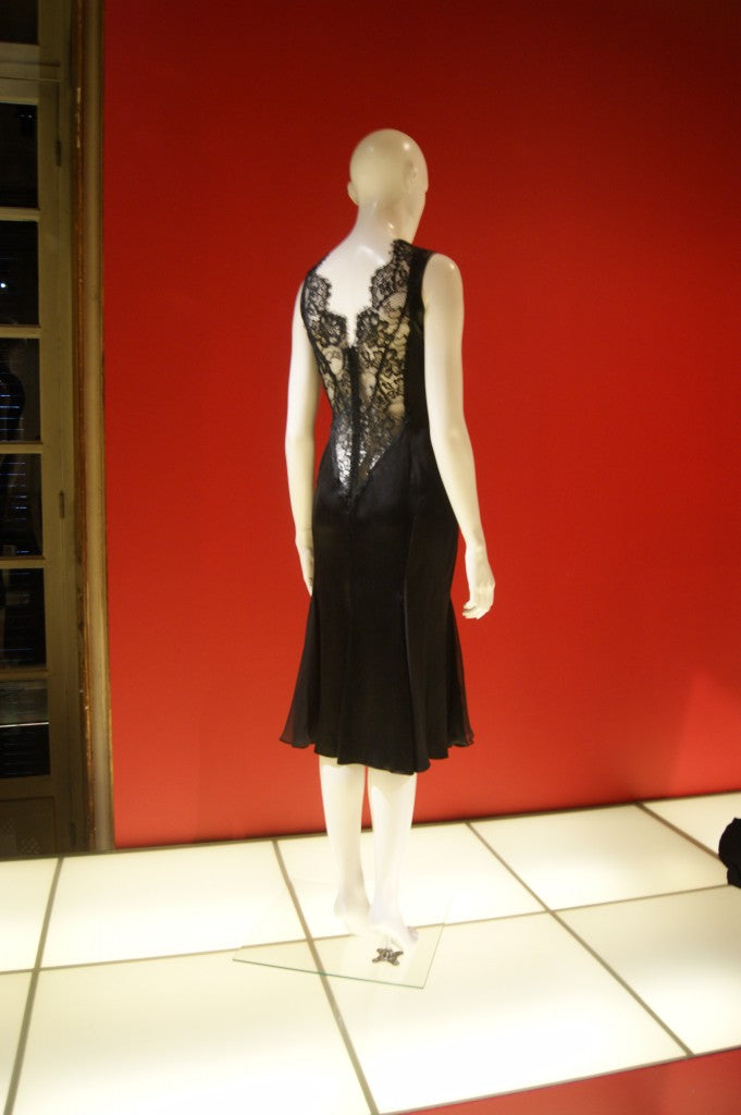 Dolce & Gabbana 90's Black Lace and Silk Décolleté Dress in size XS/S.