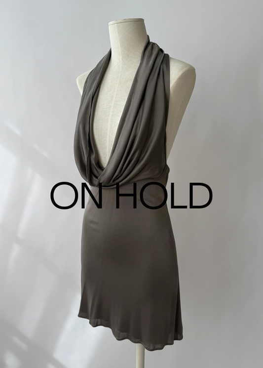 Versace 2001 Plunging Silver Open Back Chain Dress (S)