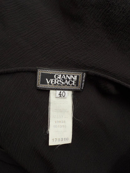 Versace F/W 2001 Vintage Runway Black Silk and Leather Open Back Dress (S)