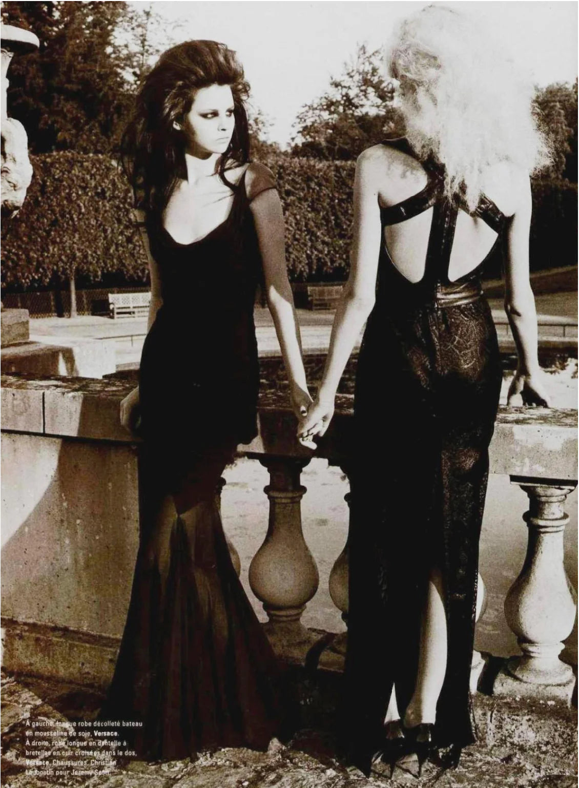 Versace F/W 2001 Vintage Runway Black Silk and Leather Open Back Dress (S)