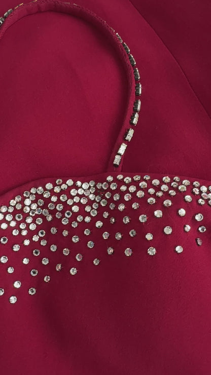 Versace 1998 Red Rhinestone Embellished Gown (S)