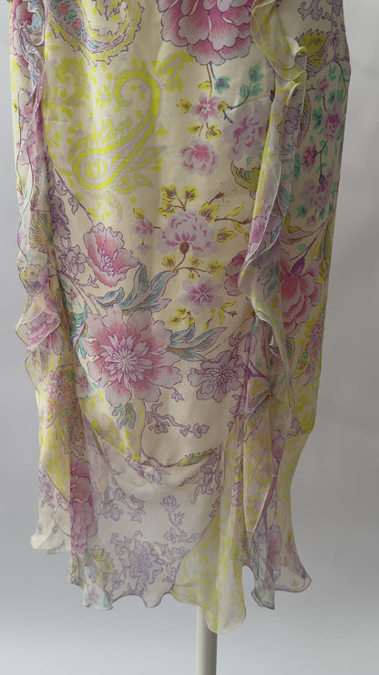 Emanuel Ungaro 2000s Vintage Silk Floral Two Piece Skirt Set (S)