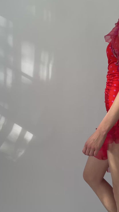 Emanuel Ungaro S/S 2003 Ruffle Halter Runway Dress (XS)